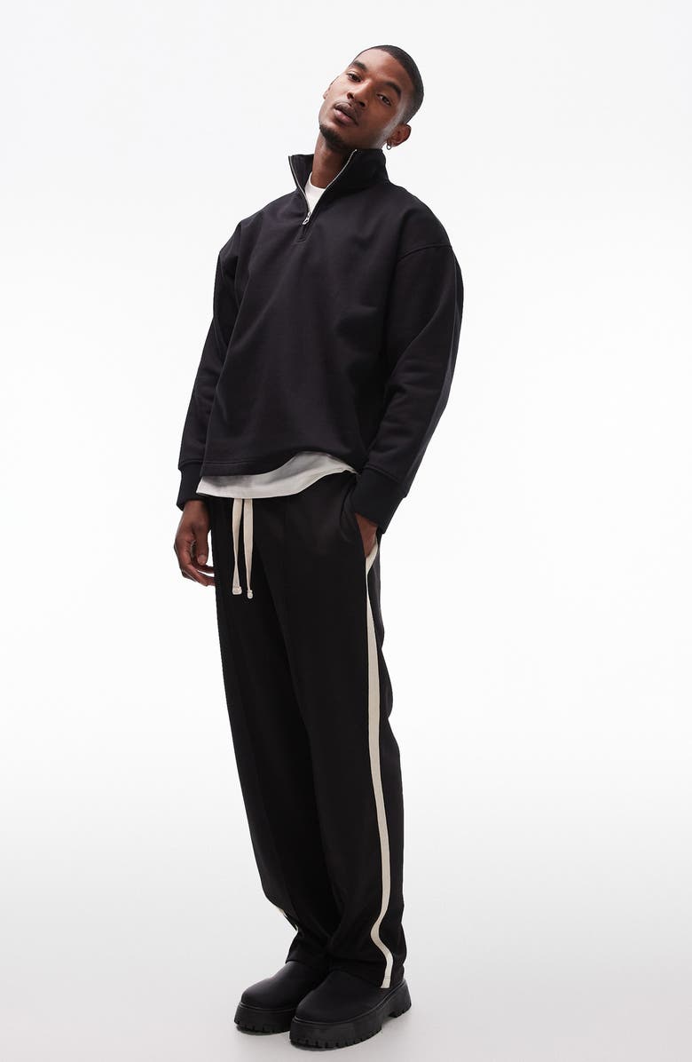 Topman Oversize Quarter Zip Sweatshirt, Alternate, color, 