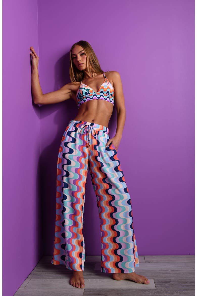 Untamed Tropics Wide Leg Cover-Up Pants, Alternate, color, MULTI