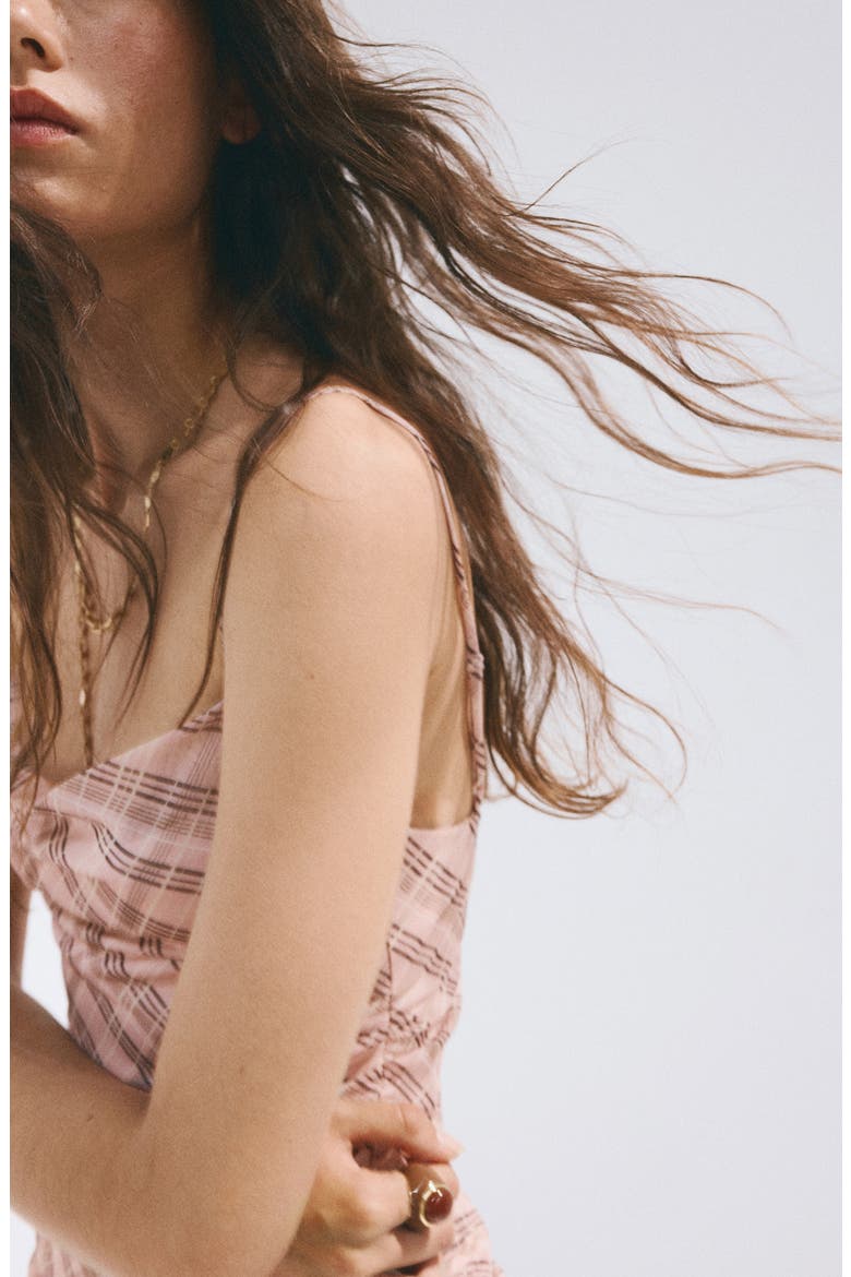 Gathered Checked Dress, Alternate, color, PINK