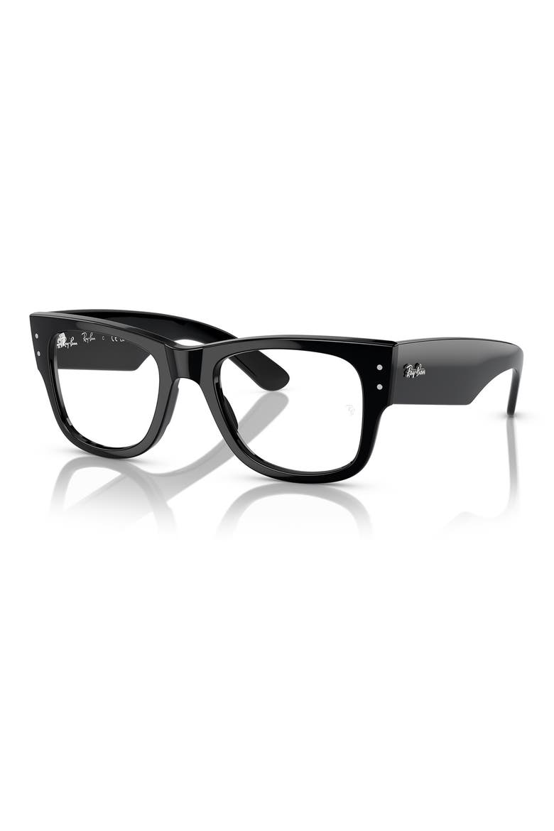 Mega Wayfarer 51mm Square Optical Glasses, Alternate, color, BLACK