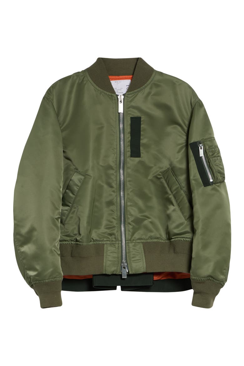 Nylon Twill Bomber Jacket, Main, color, KHAKI