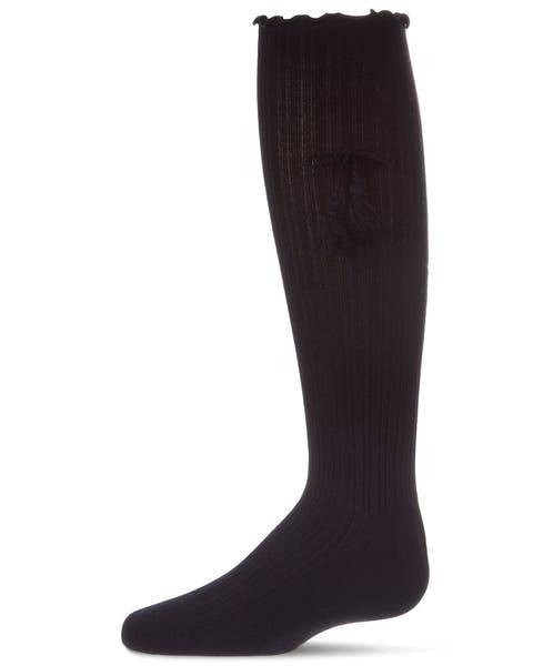 Tassle-Bow-Trimmed Lettuce Edge Knee High Sock (Toddler, Little Kid & Big Kid)