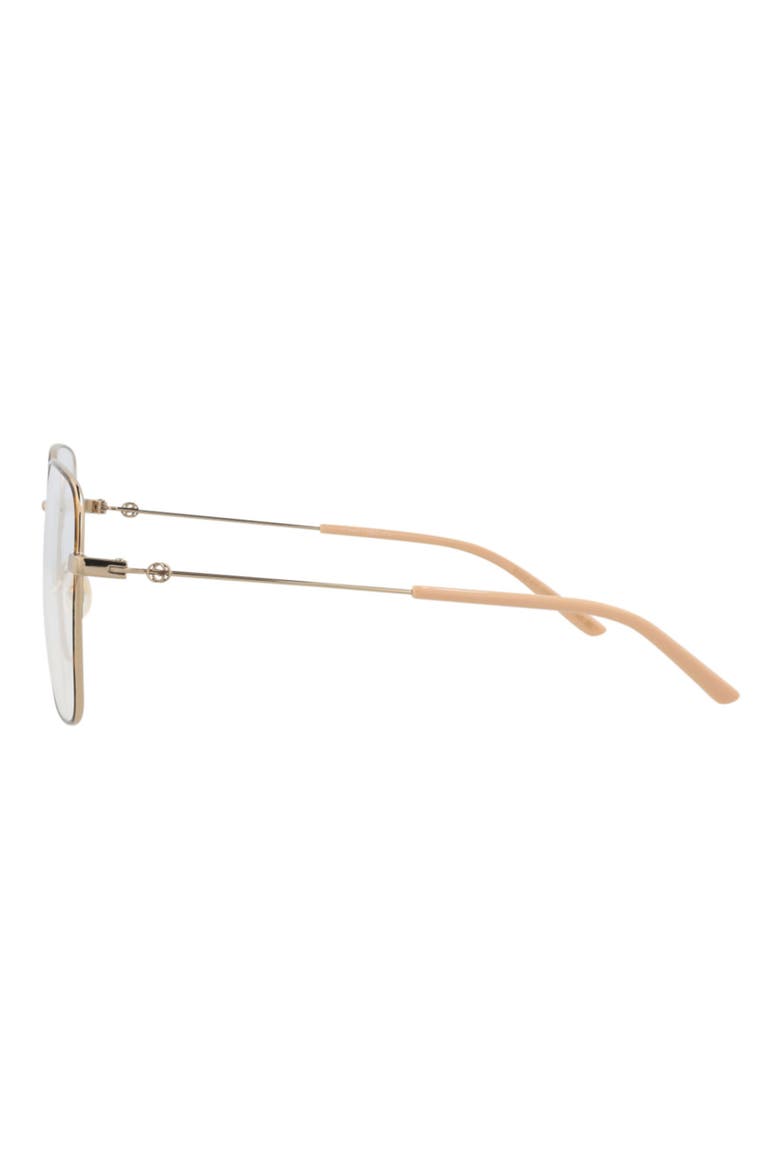 56mm Square Optical Glasses, Alternate, color, GOLD GOLD TRANSPARENT