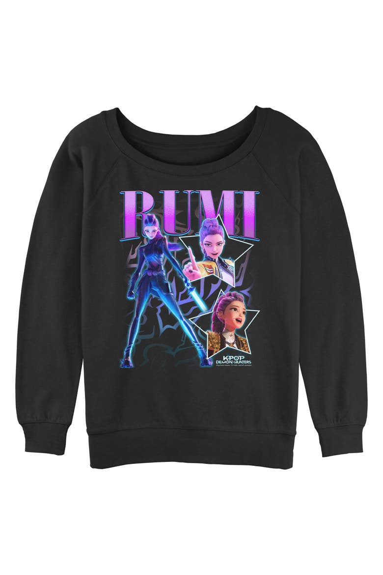 Junior's KPop Demon Hunters Rumi Super Star Logo  Sweatshirt, Main, color, Black