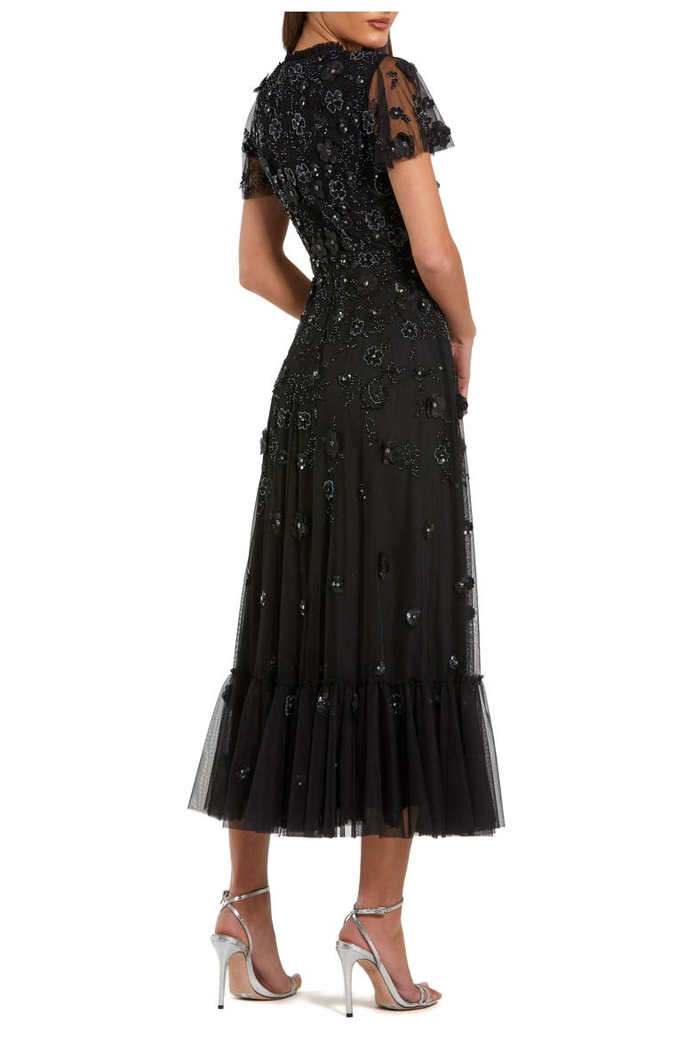 Mac Duggal Petite Embellished High Neck A-Line Dress with Flutter Sleeves, Alternate, color,