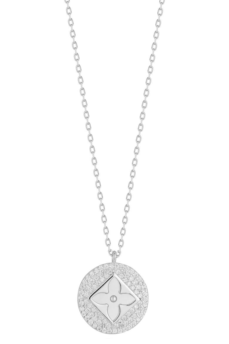 Clover Cubic Zirconia Pendant Necklace, Main, color, SILVER