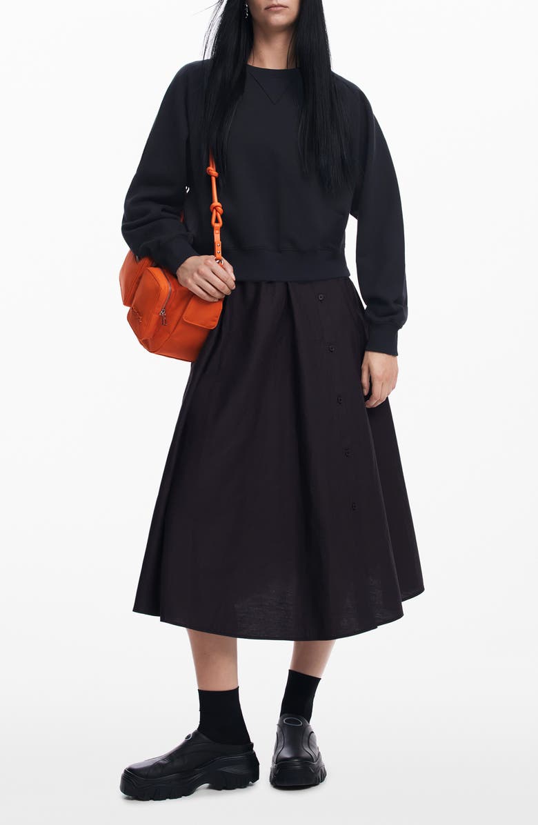 Desigual Oklahoma Two-Piece Mixed Media Sweatshirt & Sleeveless Fit & Flare Dress, Main, color,