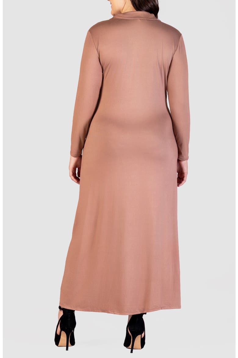 Collared Long Sleeve Wrap Front Maxi Dress, Alternate, color, MOCHA