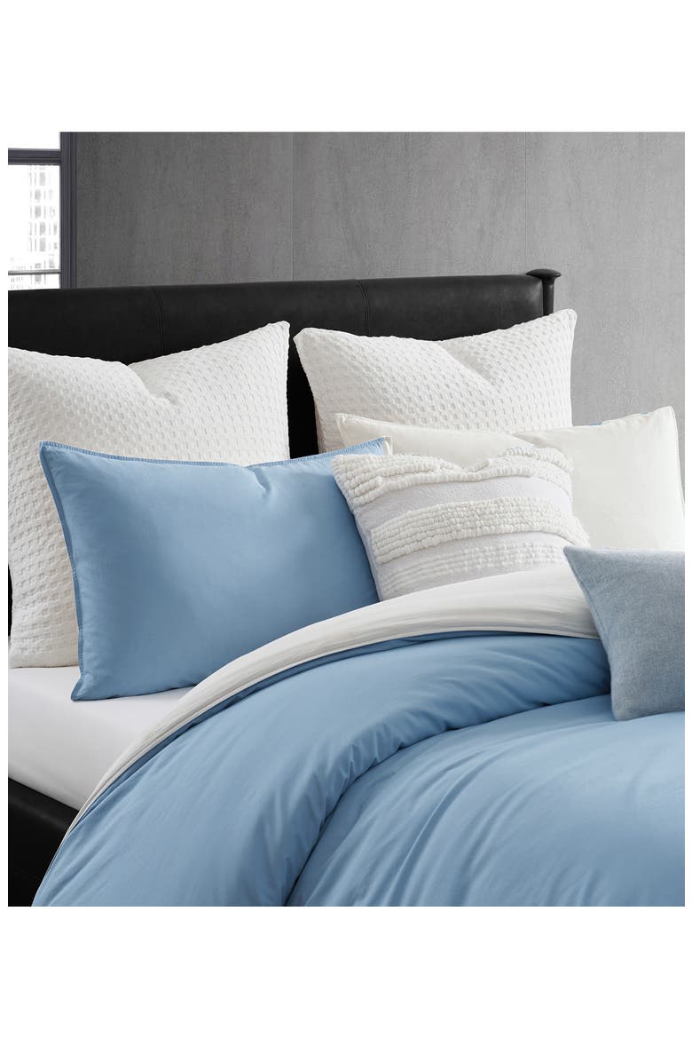 Reversible Vintage Washed Cotton Duvet & Sham Set, Alternate, color, BLUE/ IVORY
