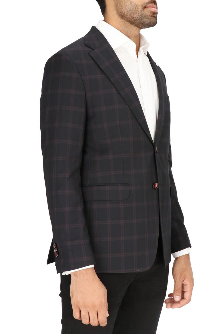 Burgundy Windowpane Check Sport Coat, Alternate, color, BLACK BURGUNDY PLAID