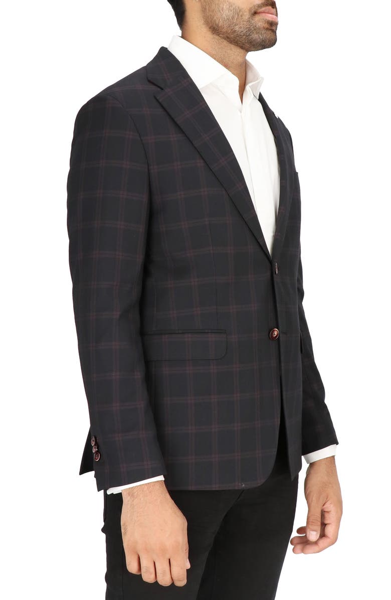 Scotch & Soda Burgundy Windowpane Check Sport Coat, Alternate, color, 