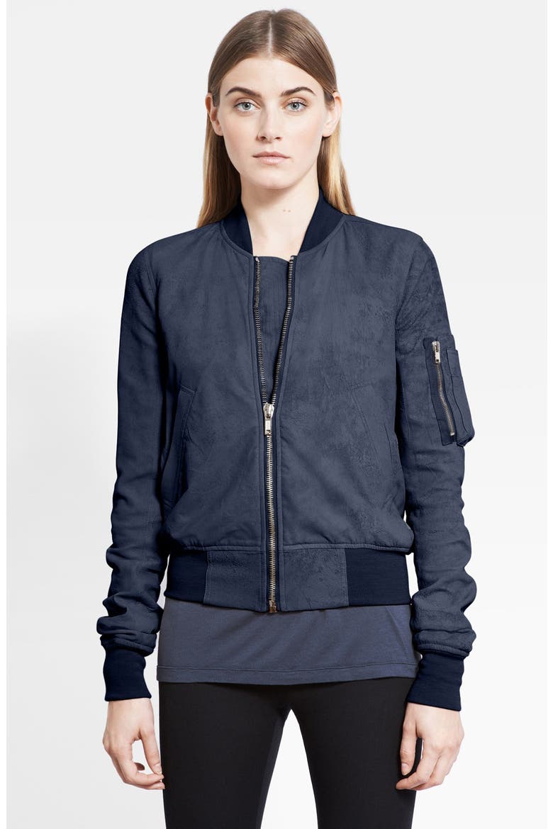 Leather Bomber Jacket, Main, color, PEARL