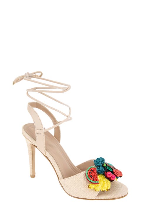 サンダル・ミュール Devine High Heel Beaded Ankle Dress Sandals Beaded Tassel Sandals with Ankle Tie | David's Bridal