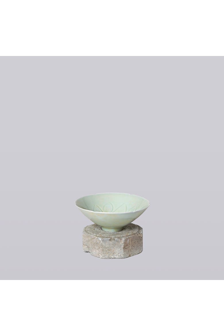 Porcelain Small Lotus Conical Bowl, Main, color, Green