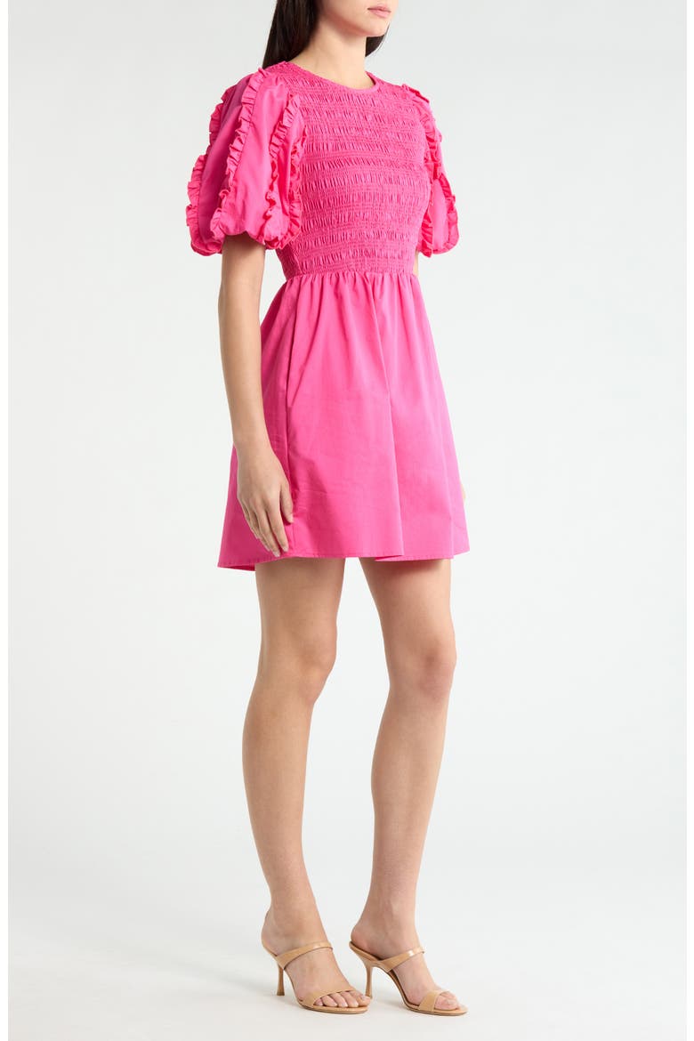 Riana Ruffle Smocked Minidress, Alternate, color, FUCHSIA
