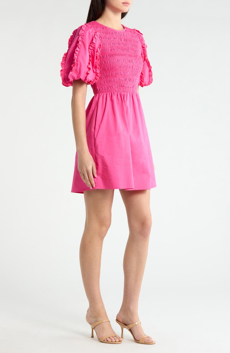 SUGARLIPS Riana Ruffle Smocked Minidress, Alternate, color, Fuchsia
