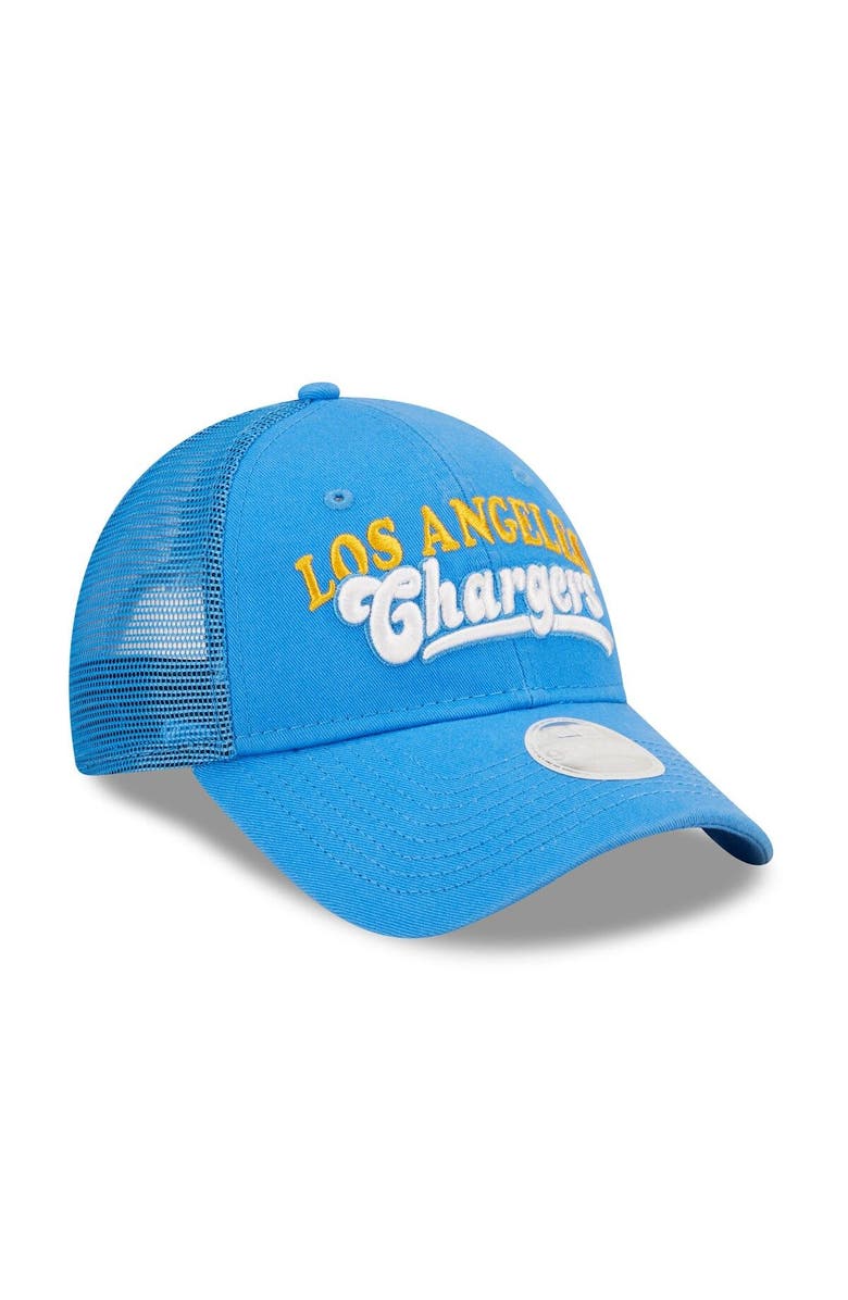 New Era Women's New Era   Powder Blue Los Angeles Chargers Team Trucker 9FORTY Snapback Hat, Alternate, color, 