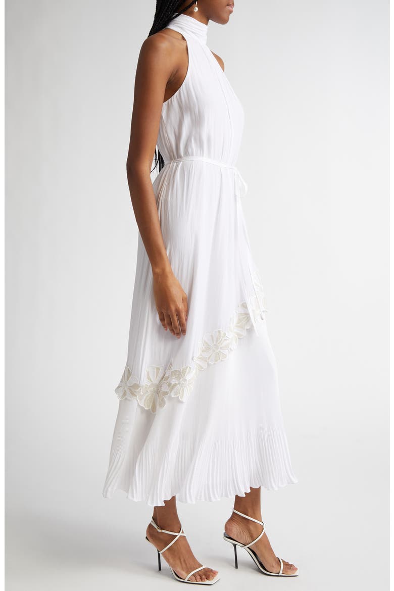 Eleah Mixed Media Floral Embroidery Detail Dress, Alternate, color, IVORY
