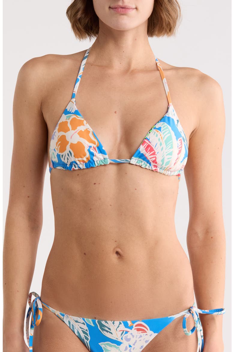 Balmy Floral Triangle Bikini Top, Main, color, BLUE