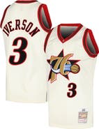 Mitchell & Ness Men's Mitchell & Ness Allen Iverson Cream Philadelphia 76ers Chainstitch Swingman Jersey