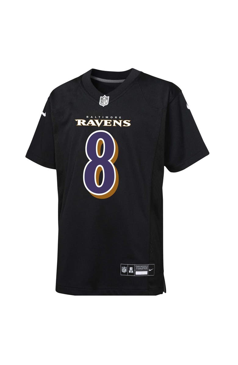 Nike Youth Nike Lamar Jackson Black Baltimore Ravens Fashion Game Jersey, Alternate, color, 