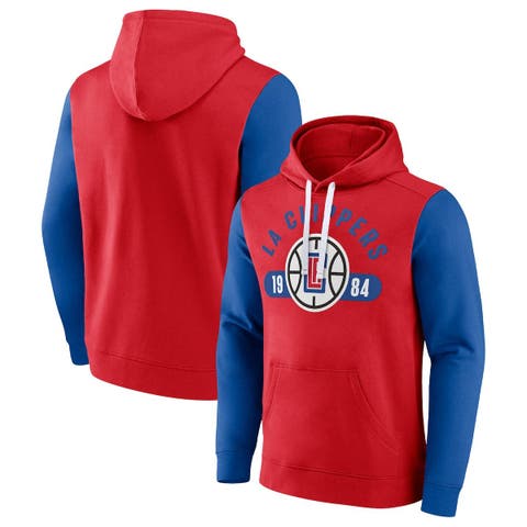 Men's Fanatics Branded Red/Royal LA Clippers Attack Colorblock Pullover Hoodie