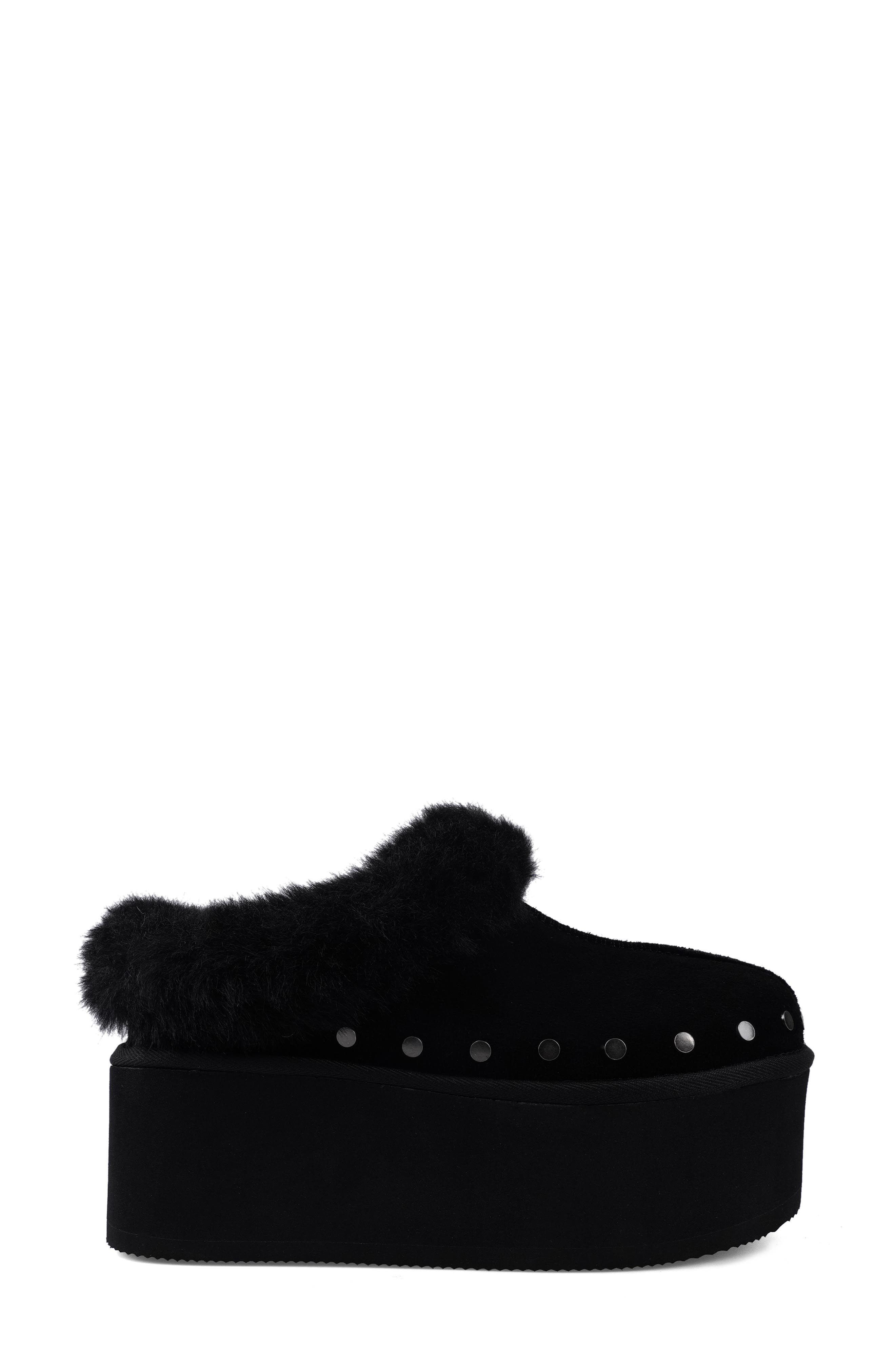 Candie's Sabi Faux Fur Platform Clog, Alternate, color, Black