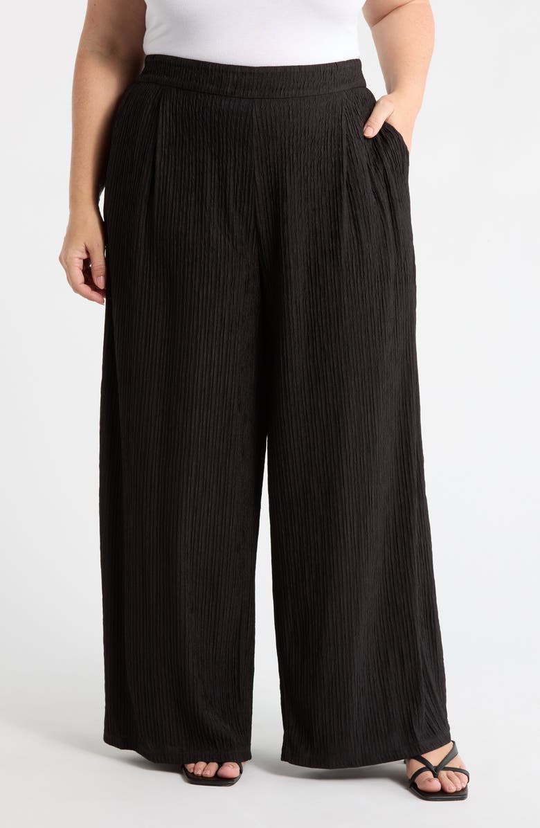 SUGARLIPS Noelia Crinkled High Waist Ankle Wide Legs, Main, color, Black