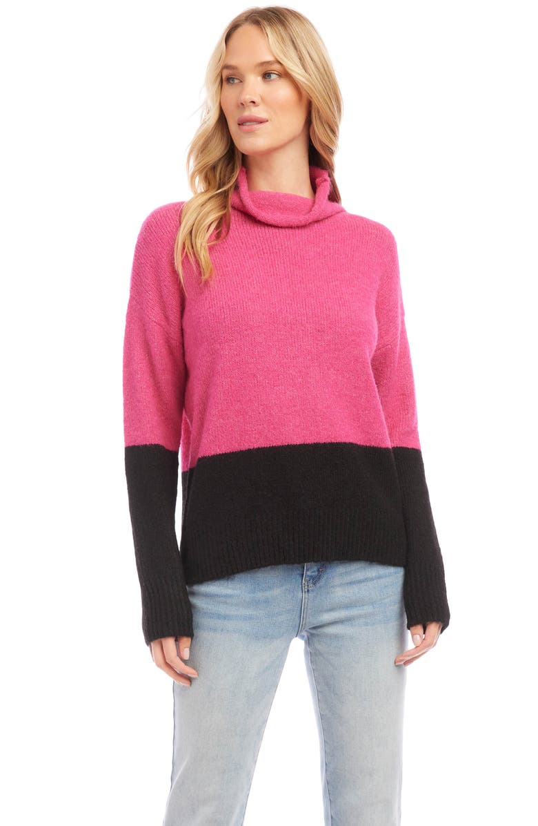 Karen Kane Colorblock Turtleneck Sweater, Alternate, color, 