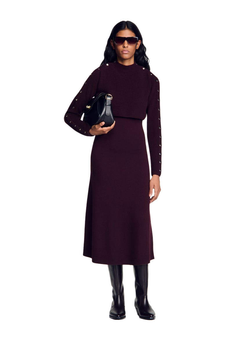 2-in-1 knit maxi dress, Alternate, color, Bordeaux