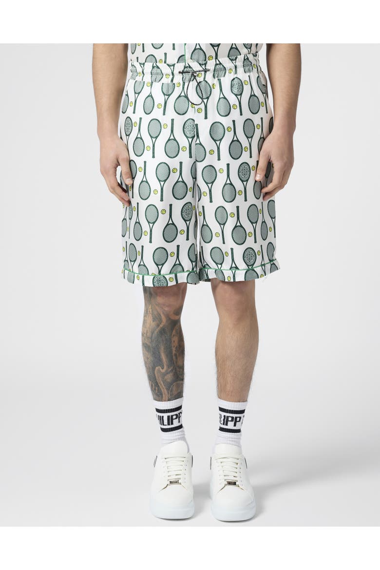 Silk Drawstring Shorts Tennis Men, Main, color, white
