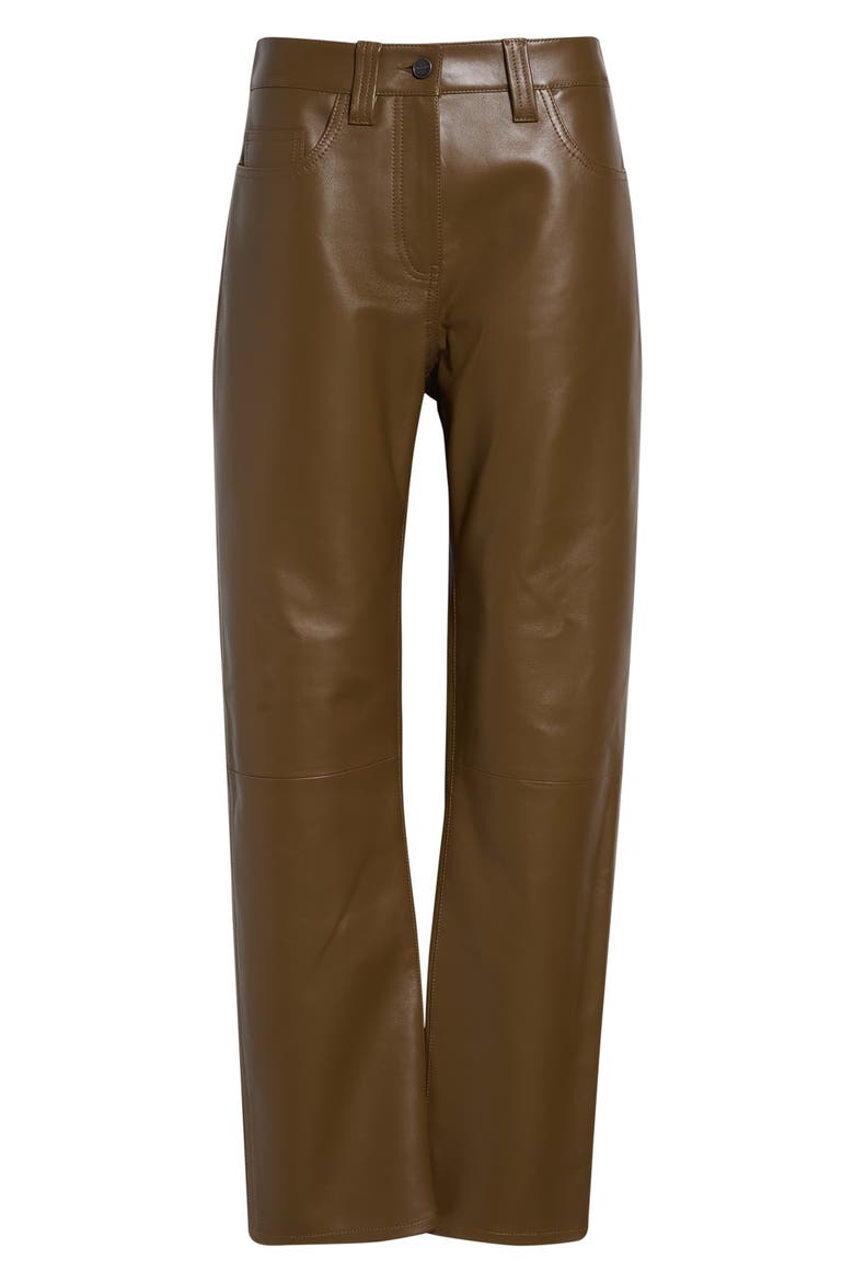 Callum Tapered Lambskin Leather Pants, Alternate, color, DARK OLIVE