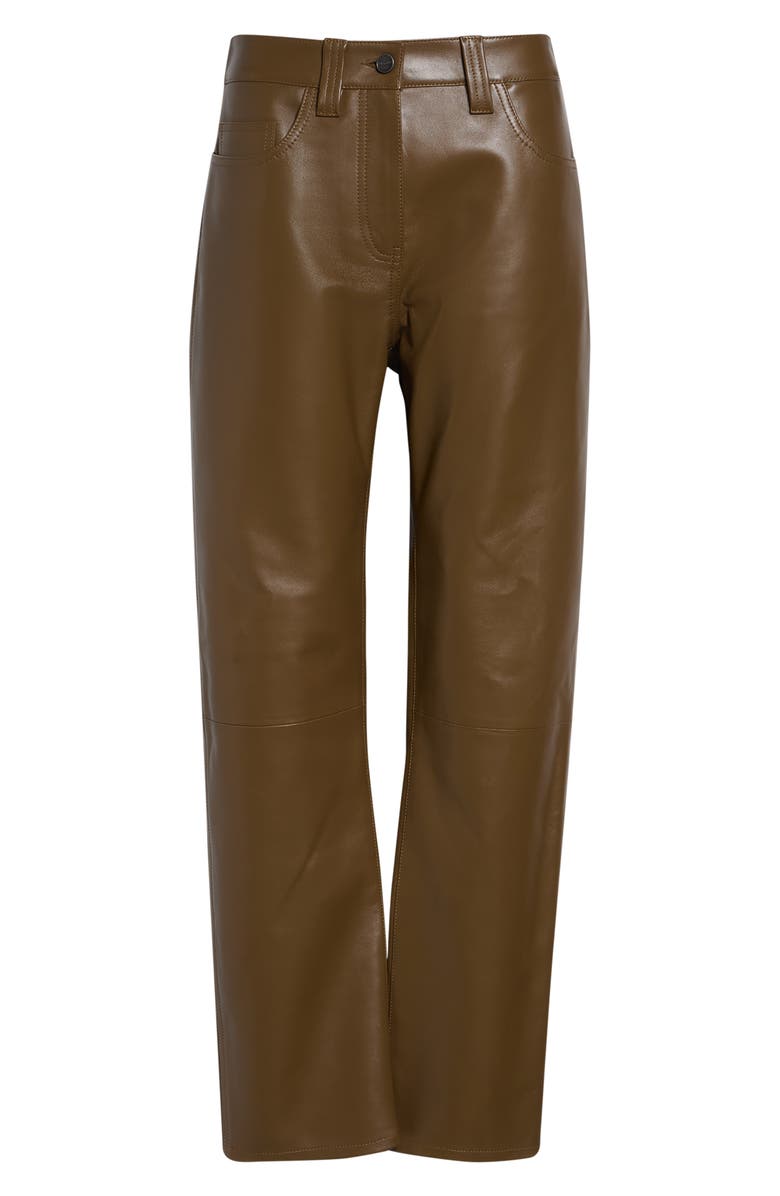 Khaite Callum Tapered Lambskin Leather Pants, Alternate, color, Dark Olive