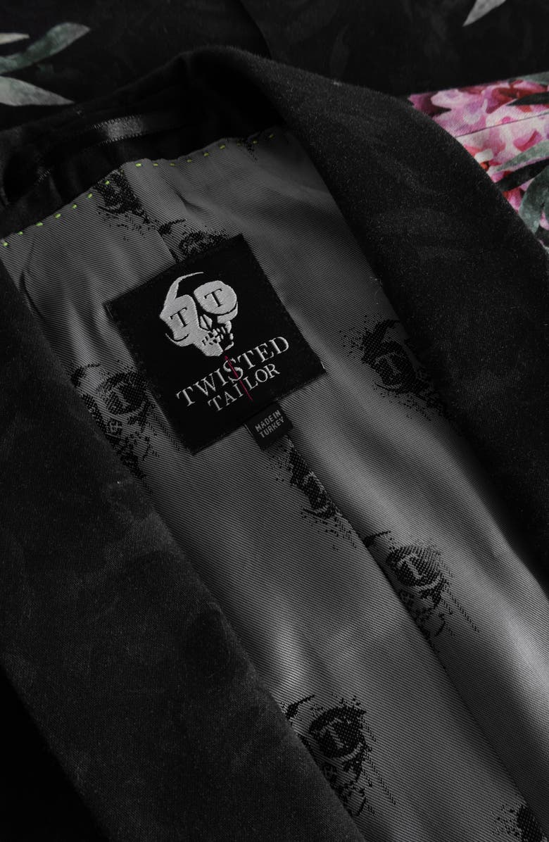 Twisted Tailor Ikeda Slim Fit Black Floral Suit Jacket, Alternate, color,