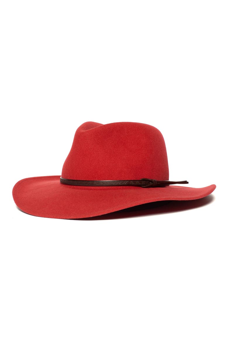 Lucky Pete Wide Brim Fedora, Main, color, RED
