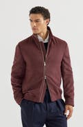 Brunello Cucinelli Virgin wool beaver cloth bomber jacket with zipper