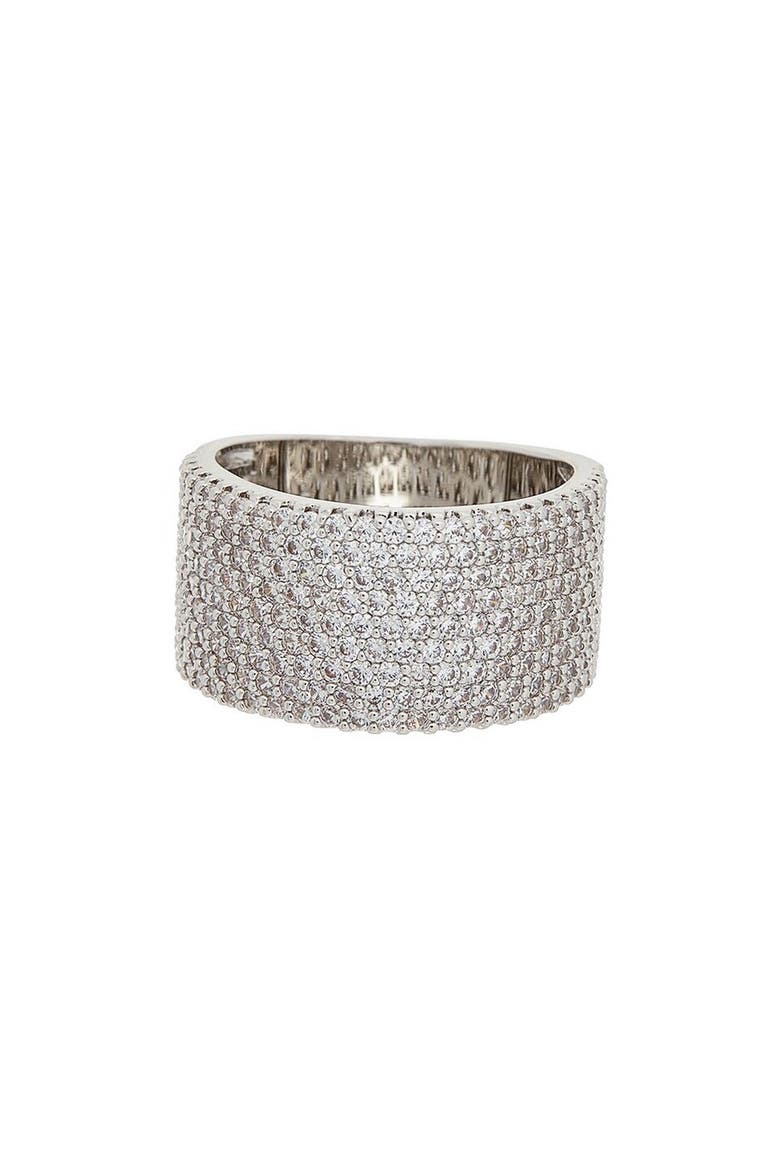 Cubic Zirconia Statement Ring, Main, color, SILVER