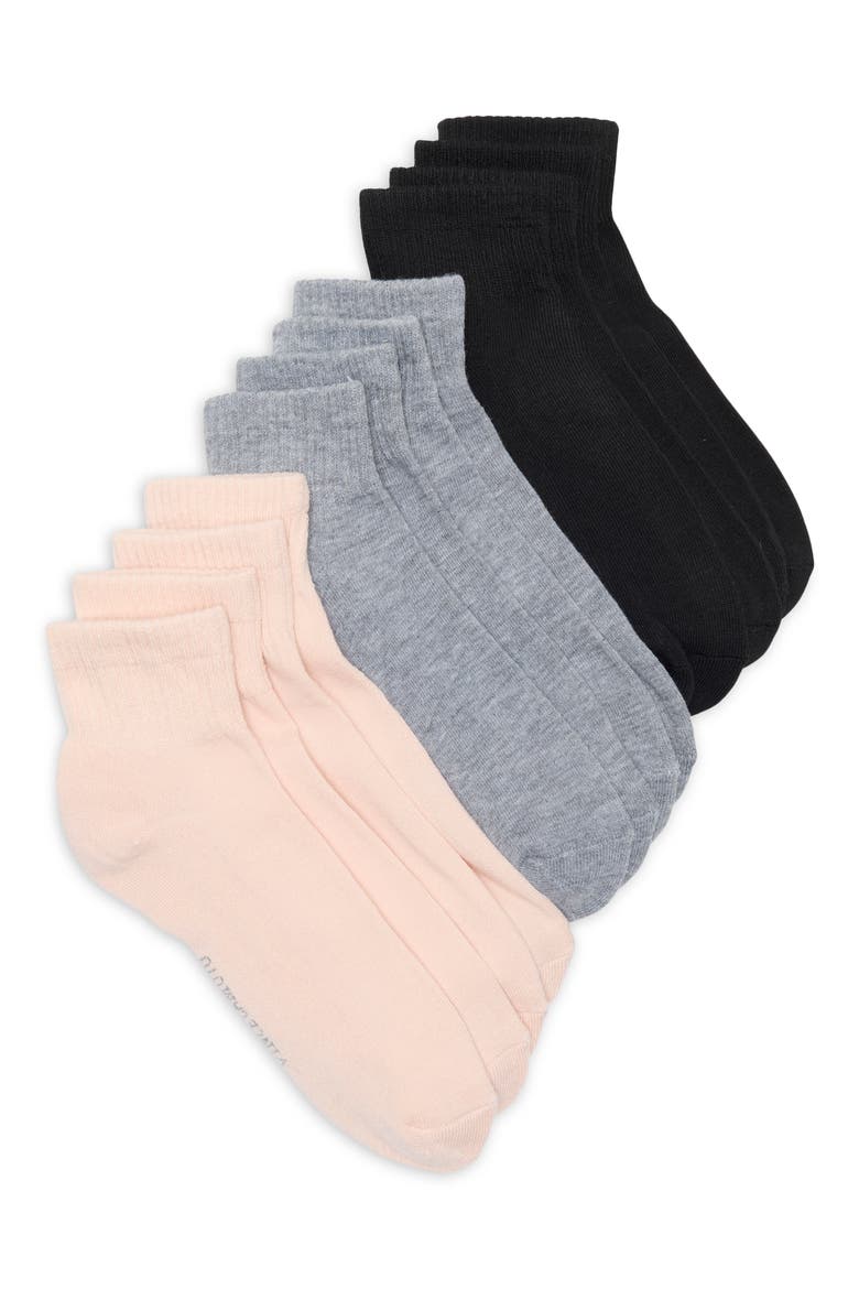 6-Pack Quarter Socks, Main, color, GREY MULTI