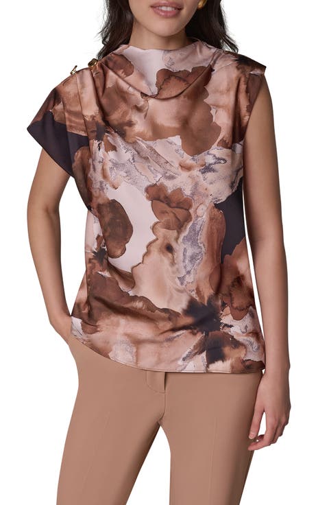 Printed High Neck Sleeveless Top