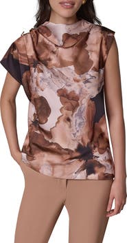 Donna Karan New York Printed High Neck Sleeveless Top