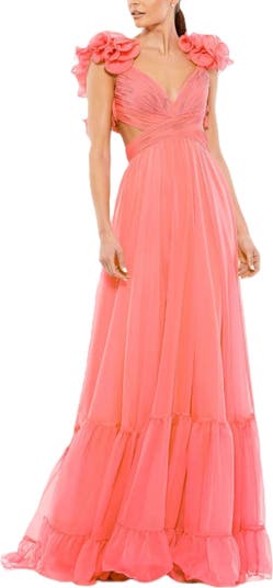 ★セール♪★MAC DUGGAL シフォンカットアウトドレス★ Mac Duggal Sleeveless Ruffle Tiered Cut-Out Chiffon Gown