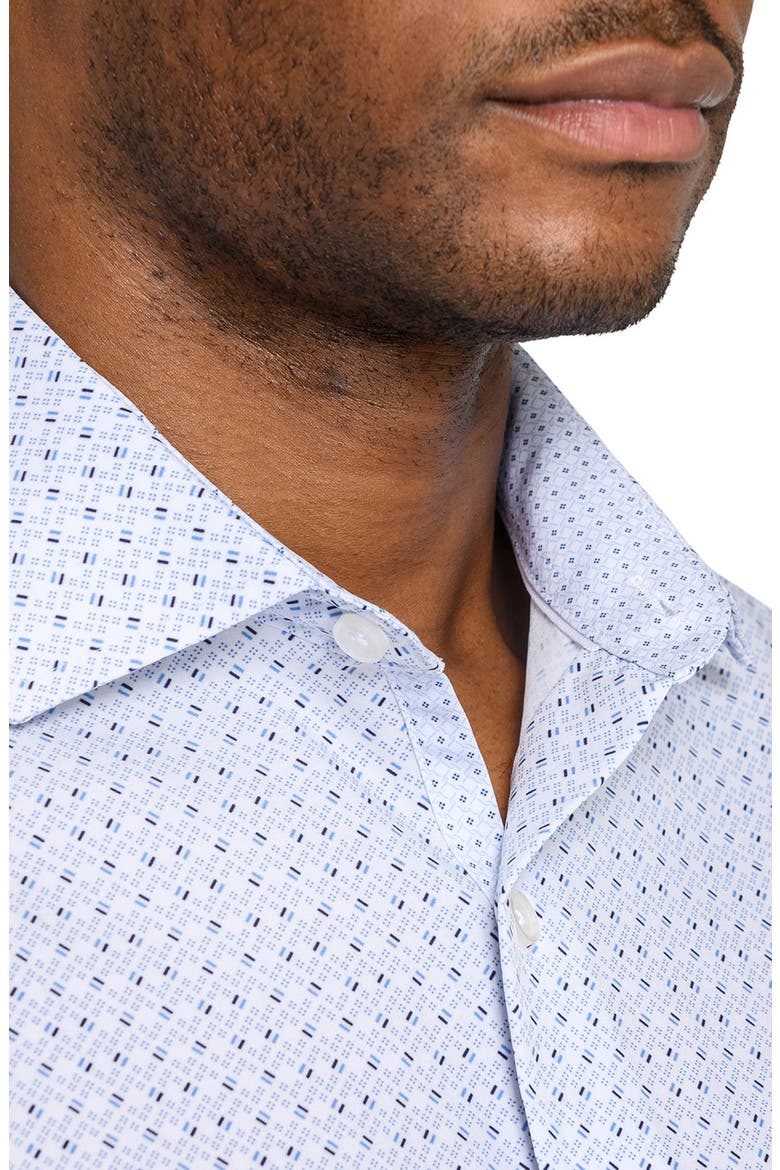 Regular Fit Duo Geo Print Performance Dress Shirt, Alternate, color, WHITE/ BLUE