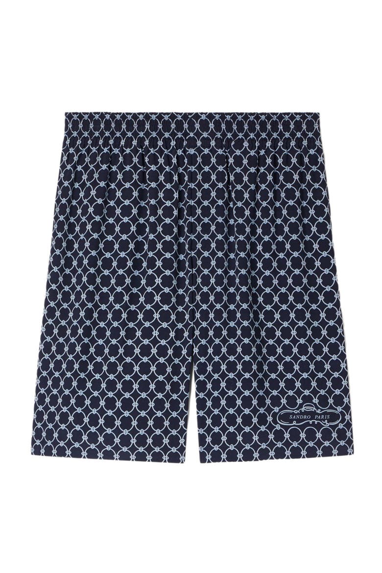 Link print floaty shorts, Alternate, color, Navy blue