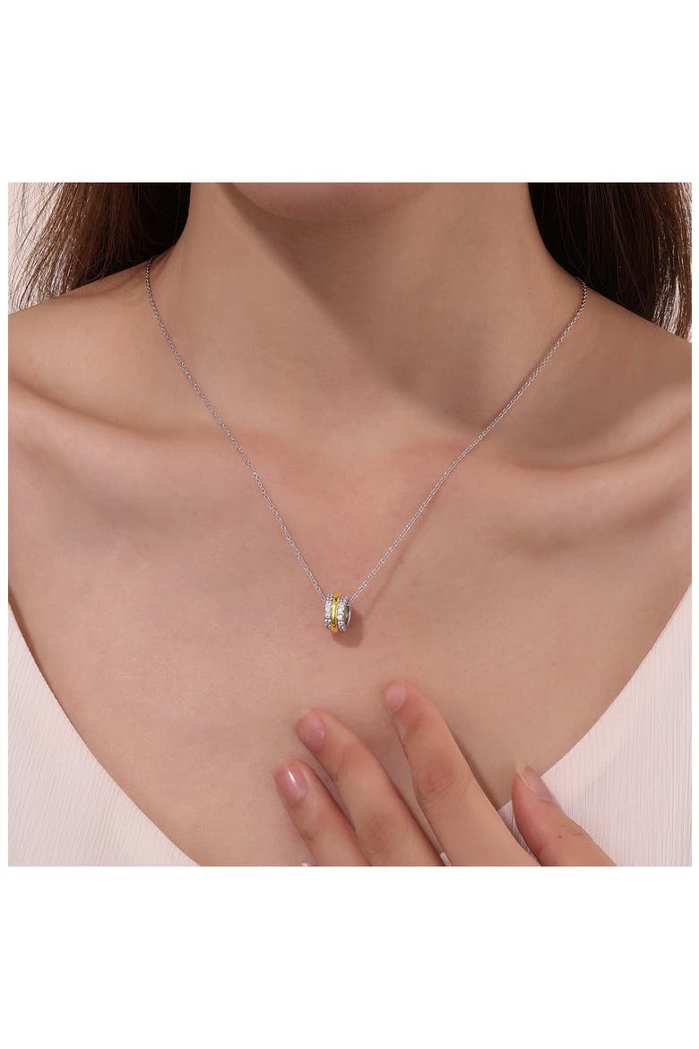 Two-Tone Simulated Diamond Tube Charm Necklace, Alternate, color, TWO TONE