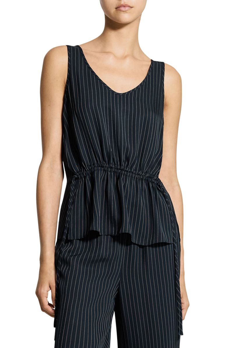 Theory Drawstring Waist Tank, Main, color, Black Multi