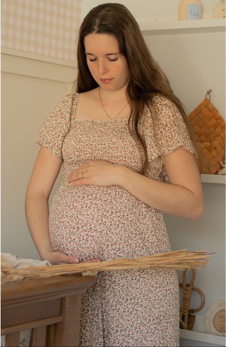 PinkBlush Floral Smocked Maxi Dress, Alternate, color, Ivory