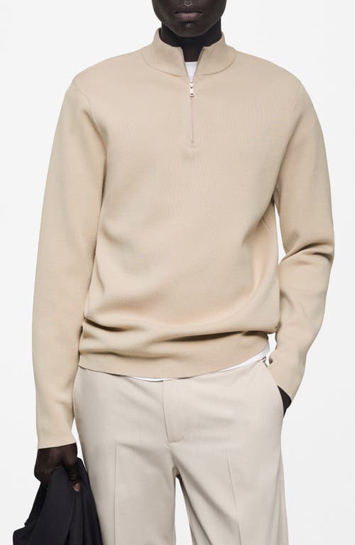 Mango Pull-over Col Montant Zip In Beige