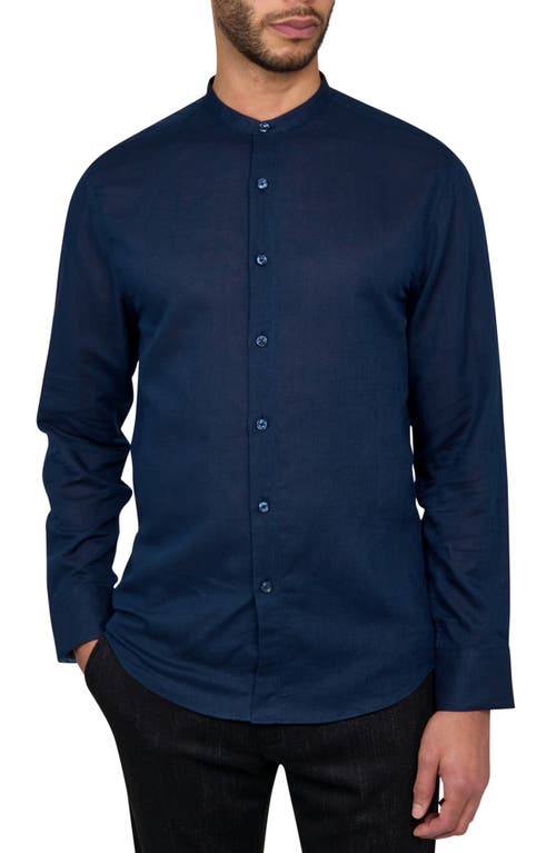 Brooklyn Brigade Solid Mandarin Long Sleeve Shirt In Navy