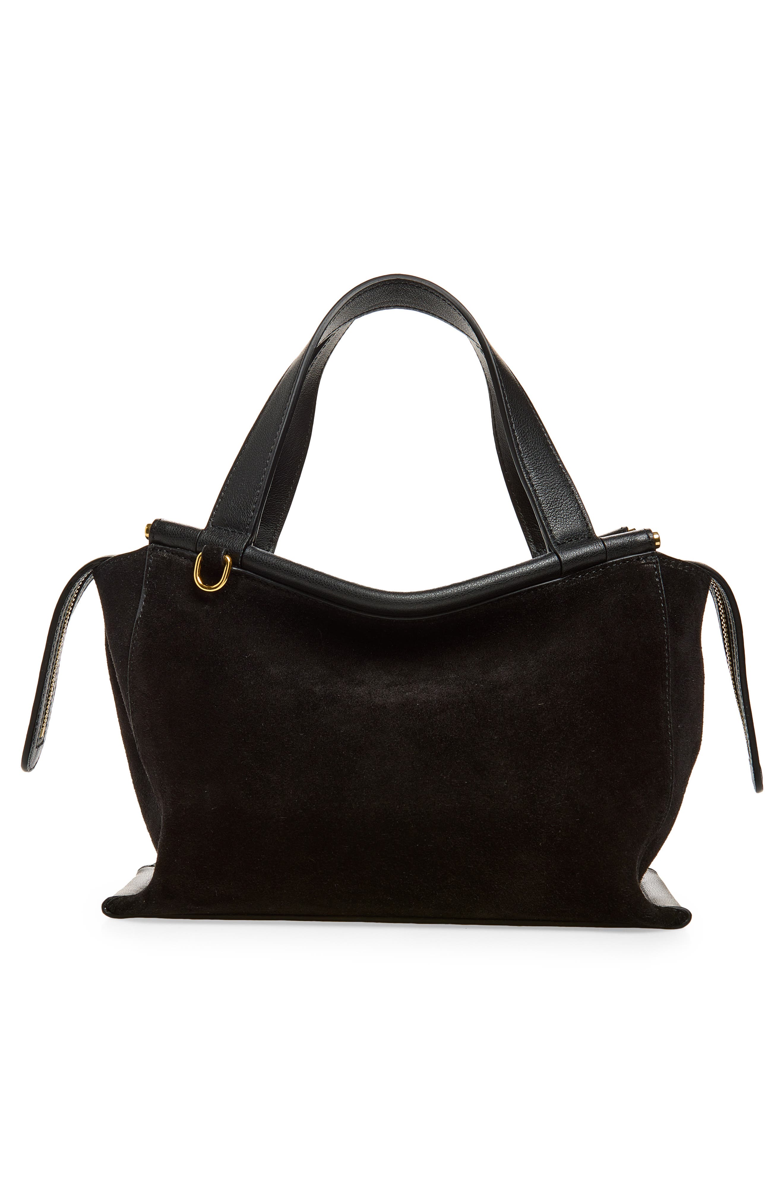 Ida Suede Top Handle Bag, Alternate, color, BLACK SUEDE / BLACK