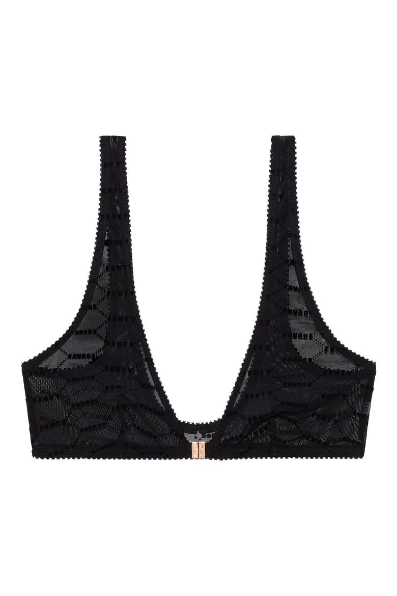 Flocked Logo Bralette, Main, color, BLACK CAVIAR
